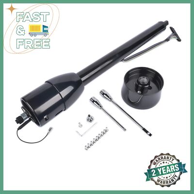30'' Tilt Manual Steering Column Floor Shift Black w/ 9 Hole Wheel Adapter No Key