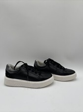 Women  s Geox Nhenbus Leather-Trim Sneaker Black/Sliver Size 7