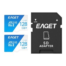 EAGET 128GB TF SDXC Memory Cards with Adapter, A1, U3, Read Speed Up to 100 MB/s