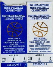 1994 NCAA Basketball Tournament Tickets (2) Rupp Arena Regional Duke Kentucky