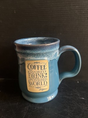 Deneen Pottery Mug Jefferson  Coffee The Favorite Drink Of Civilised World Blue