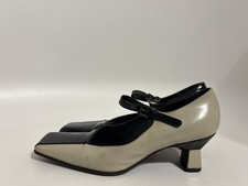 Vtg Prada Black Gray Mary Jane Heels 37.5