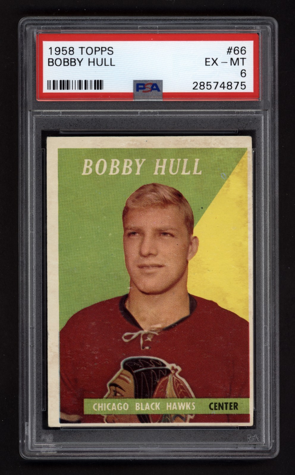 1958 TOPPS #66 BOBBY HULL ROOKIE CARD PSA 6 EX-MT