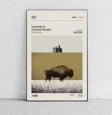 University of Colorado Boulder-Buffaloes 12x18inch Modern Art Print (Black Wood)