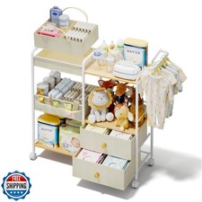 BBLIKE Diaper Caddy Organizer with Hanging Rack - 3 Tier Rolling Baby Storage