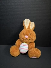 Animal Adventure Bunny Rabbit Plush Stuffed Animal Holding Striped Egg Easter