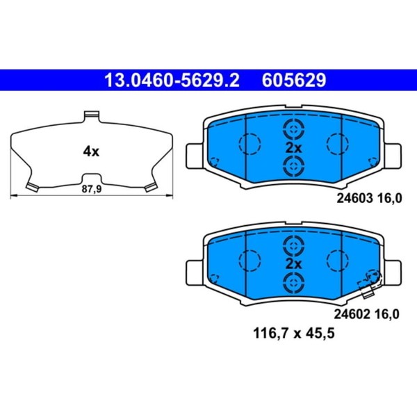 Bremsbelagsatz Scheibenbremse ATE 13.0460-5629.2 FüR Jeep Wrangler III Cherokee-image