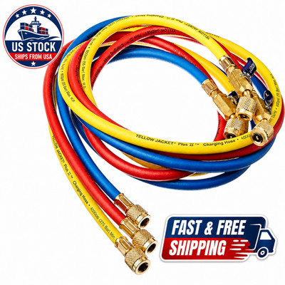 Yellow Jacket 29986 Plus II 1/4'' Hose with Compact Ball Valve 72'' (Pack of 3)