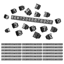 20 Set Price Tag Cube 4" x 0.35" Adjustable Counter Stand Label, Black Silver