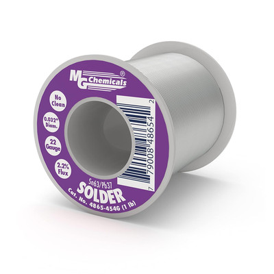 - 4865-454G 63/37 No Clean Leaded Solder, 0.032'' Diameter, 1 Lbs Spool