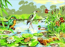 Seg De Paris Needlepoint canvas for halfstitch without yarn Life in the Marsh...