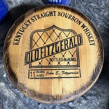 Bar Decor (Old Fitzgerald) Authentic Kentucky Bourbon Whiskey Barrel Lid wood