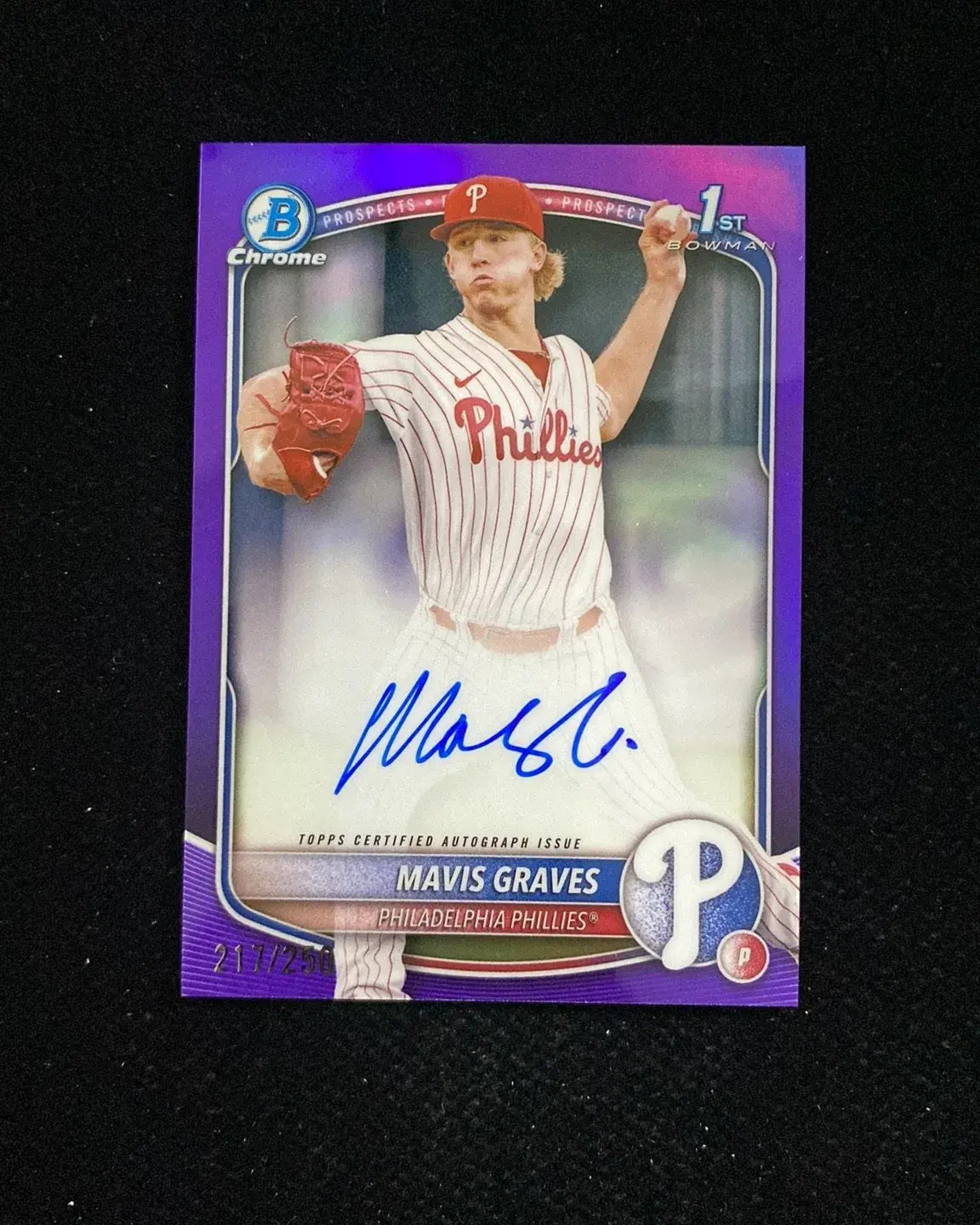 2025 Topps Bowman Chrome Purple #CPA-MG Mavis Graves 1st Auto 217/250 HD