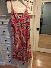 Adrianna Papell Women's Floral Pleated Midi Dress - Pink Multi - 10