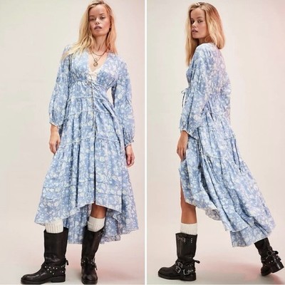 Free People Ethereal Dainty Cottage Pappiet Midi Dress Bluebell Maxi Top Small