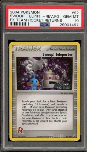 Pokemon Swoop! Teleporter EX Team Rocket Returns Reverse Holo #92 PSA 10