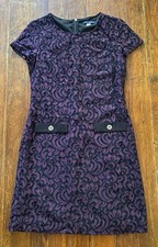 Tommy Hilfiger Sheath Dress Women’s 4 Purple Black Lace Short Sleeve Lined