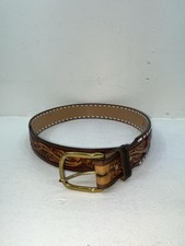 New Brown Genuine Leather Longhorn Tooled 32 Belt 82828 Z-92