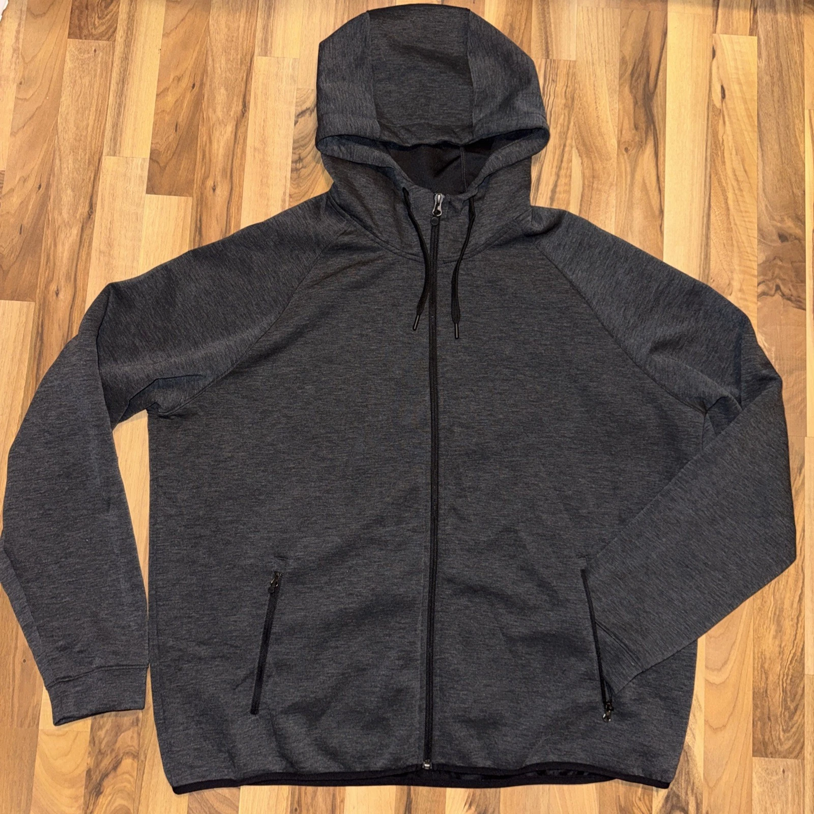 32 Degrees HEAT Mens (XXL) Full Zip Hoodie Jacket Zip Pocket Drawstring Charcoal