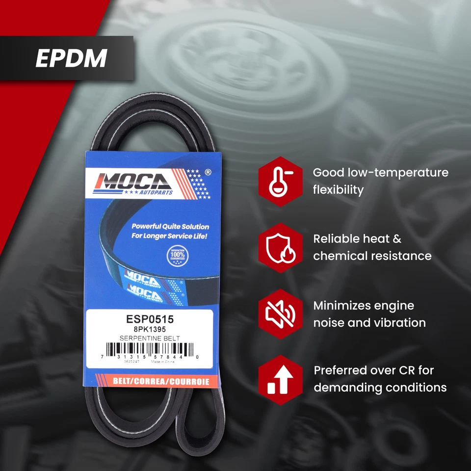 Serpentine Belt 8PK1395 Fit BMW 335i 435i 535i GT 640i 740i M2 M3 M4 X3 X4 X5 X6 Foto 4 de 4