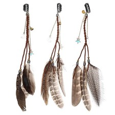 AWAYTR Hippie Feather Hair Extension Clip Bohemia 1 Count Pack of 3 , 3color