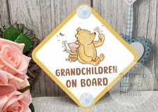 Baby on Board Grandchildren on Board Car sign - Baby sign Child on Board