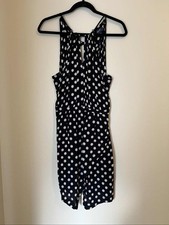Anthropologie Maeve Black White Polka Dot Halter Neck Romper Play Suit
