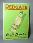 Vintage Redgate Fruit Drinks Lemon Squash Lithographed Tin Sign c1950     #26058