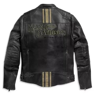 Harley Davidson Motorradjacke Herren schwarz - echtes Rindsleder