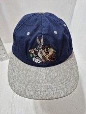 Vintage Warner Bros Looney Tunes Bugs Bunny Taz Kids Snapback Hat 1990s