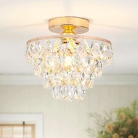 Moderne Kristall-Deckenleuchte Ø25 Cm Gold E27 60 W | Kleine...