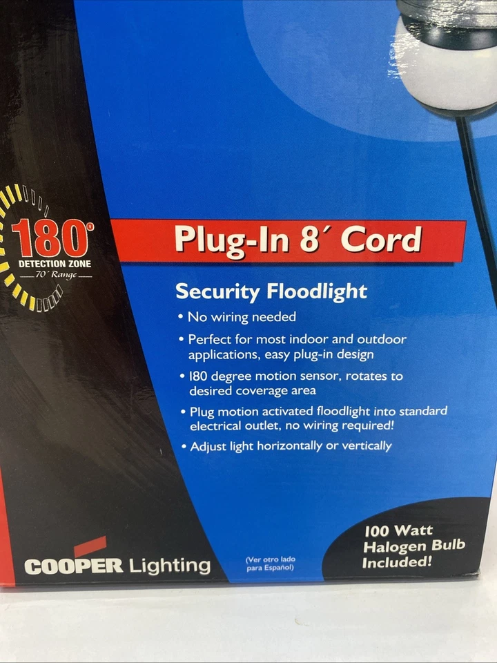 Security Floodlight Motion Activated 8’ Foot Cord Easy Wall Mount 180* Sensor - Image 2 of 4