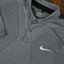 Nike Golf Polo Shirt Short Sleeve Gray Heather Modern Fit Snap Men's L