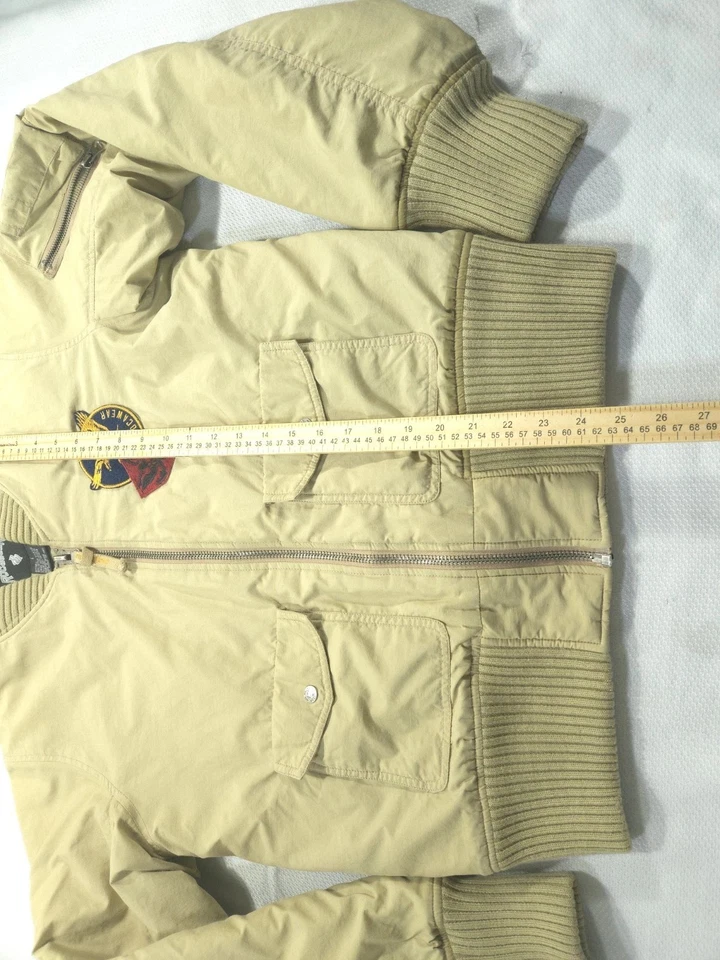Chaqueta De Colección Rocawear Para Hombre Grande Beige Abrigo Vuelo Bombardero Acolchado Hip Hop Y2K Foto 3 de 4