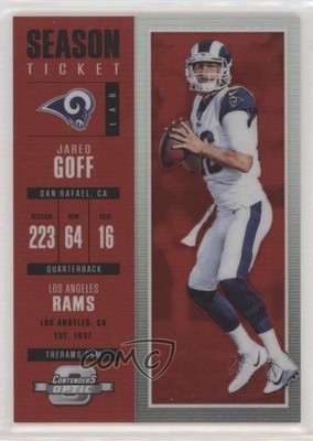 2017 Panini Contenders Optic Season Ticket Red Prizm 78/199 Jared Goff #47 8k4