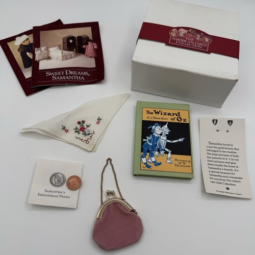 Vintage 90er American Girl Puppe Samantha Handtasche Penny Zauberer Oz Buch Taschentuch Box - Bild 1 von 20
