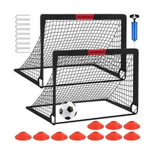 Kids Soccer Goals for Backyard Set - 2 of 4' x 3' Portable Soccer Goal Traini...