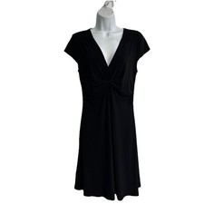 Laundry by Shelli Segal Women’s 10 Black Knee Dress Slinky Smocked Stretch