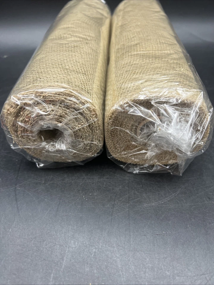 Jute, Poly Mesh, Gold & Natural Lot Of 2 Brand New natural beige With gold 10x10 - Image 2 of 4