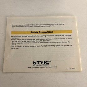 Rock 'n' Ball Nintendo Nes Game Complete Game, Manual & Poster rockin *Read