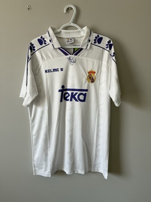 Raul Real Madrid New Men s Retro Vintage Home Kelme Soccer Jersey - M