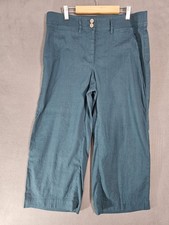 J Jill Linen Lagenlook Wide Leg Pants Forest Green High-Rise Trousers Petite PM