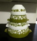 Vtg 1970's Pyrex Spring Blossom Crazy Daisy Cinderella Nesting Bowls 441- 444