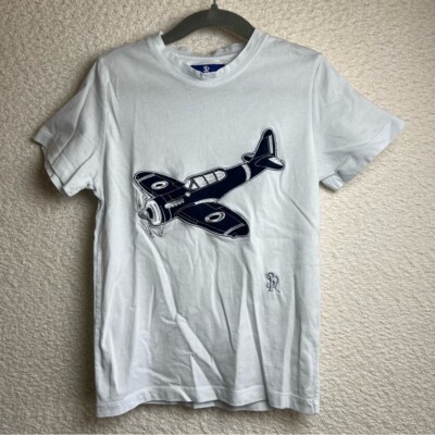 Stefano Ricci Junior Kids Airplane Embroidery White Short Sleeve T Shirt Size 8