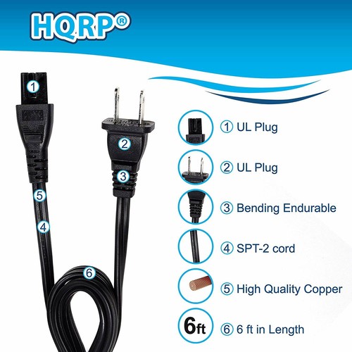 6ft AC Power Cord for VIZIO E40-C2 E40x-C2 E43-C2 E48-C2 E55-C2 E65x-C2 Smart TV - Picture 5 of 11