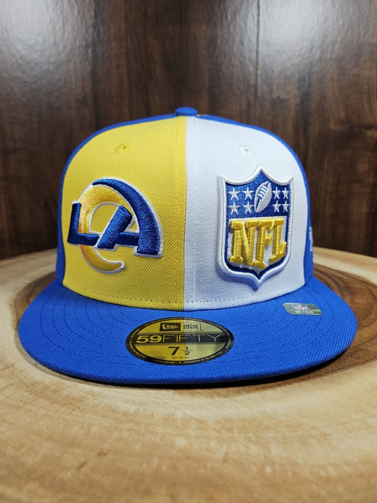 Los Angeles Rams NFL Pinwheel 59Fifty Fitted Cap Size 7 1/2 Football Hat