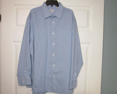 HAGGAR SLIM FIT BLUE DRESS SHIRT, MENS 17, 32/33 #481ZH | eBay