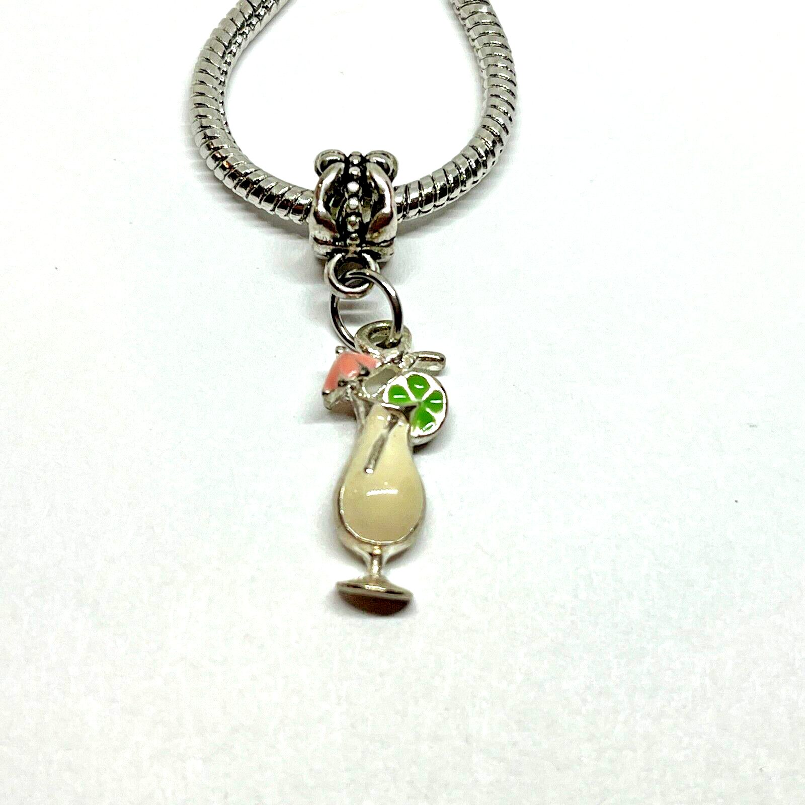Pina Colada Fruity Cocktail Glass Drink Vintage Charm Dangle European Bracelet