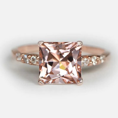 square morganite ring, morganite engagement ring, morganite rings for women, 