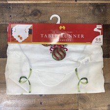 Christmas Holiday Table Runner 68" x 14  Ornaments Decoration New NWT